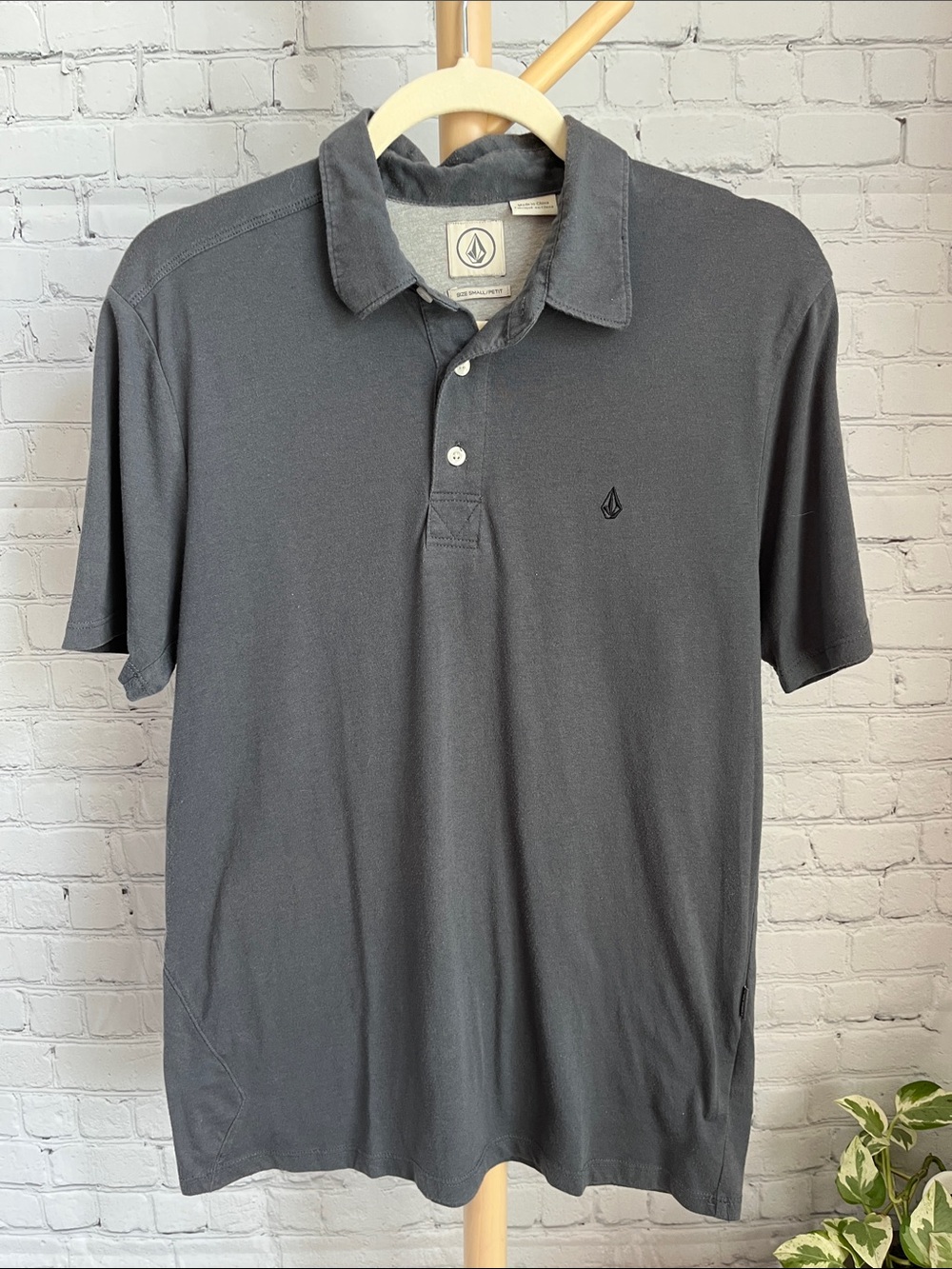 Volcom Men's Charcoal Gray Polo with Embroidered Logo